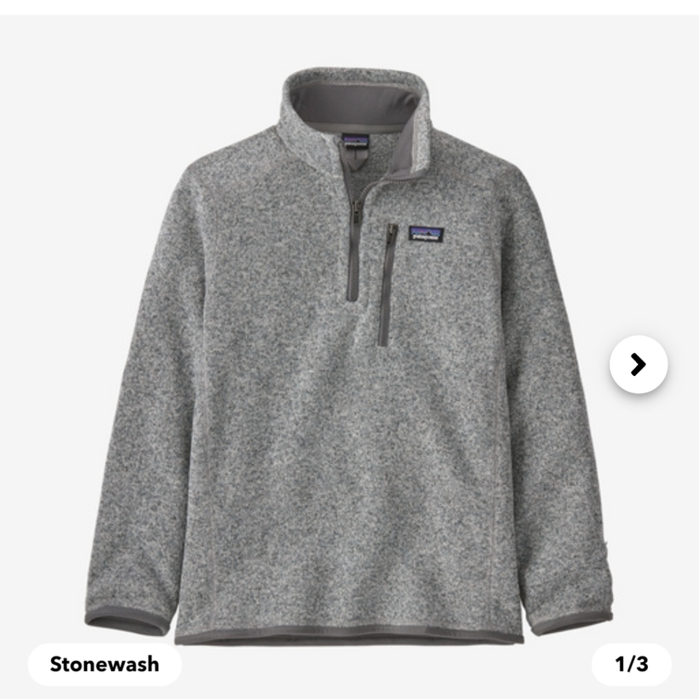 Patagonia Kids Better Sweater size Small in Stonewash (grey)